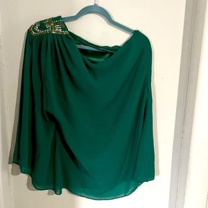 Marineblu Blouse.. One shoulder Blouse Green